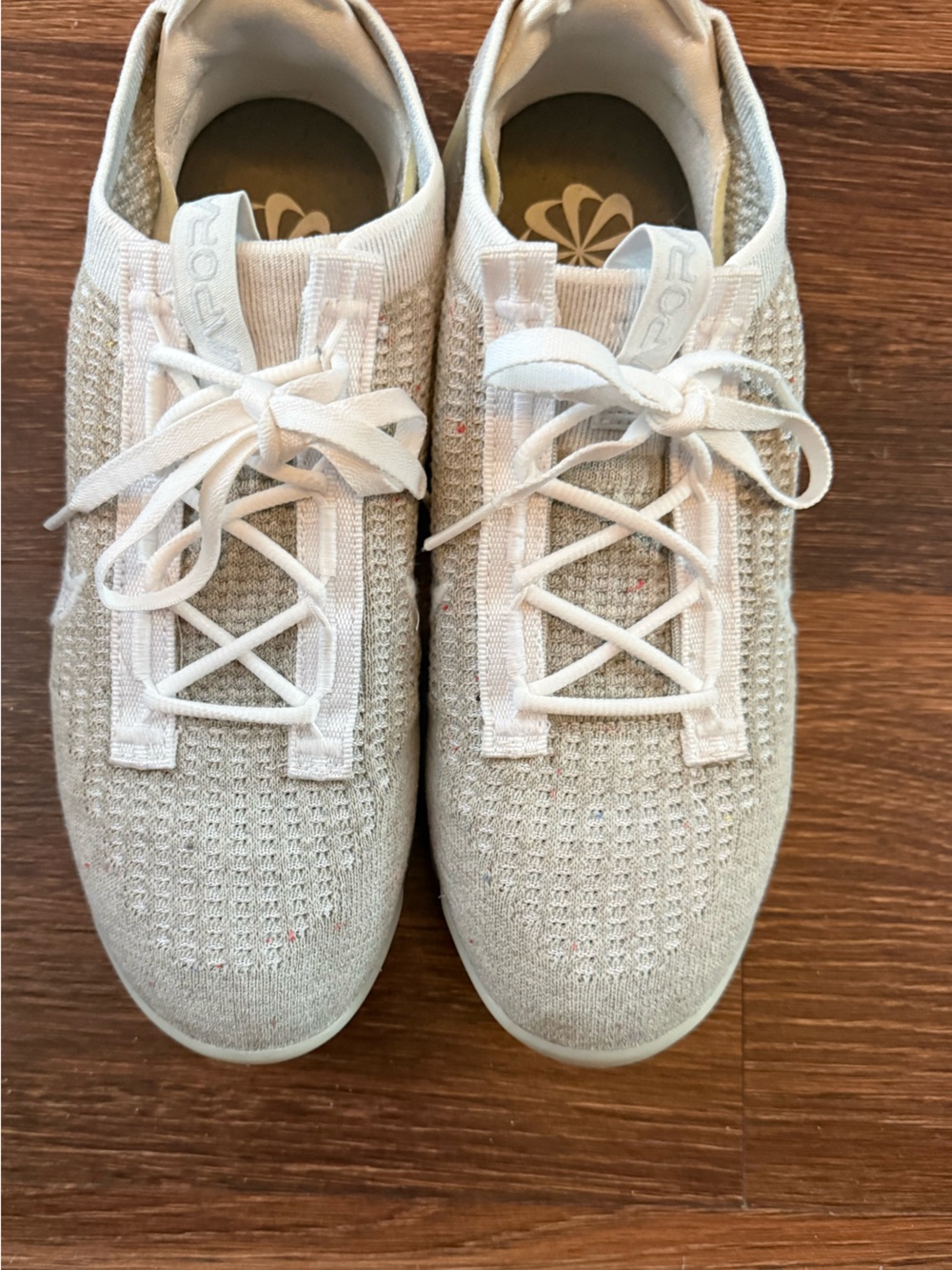 Women’s White Vapormax Gray Knit Women's Sneakers - Casual Lace-Up Comfort